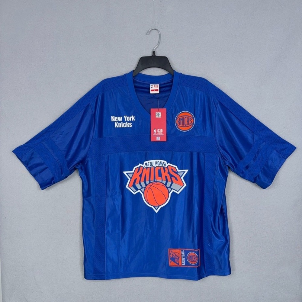 New York Knicks Jersey Mens Medium Blue Graphic Sporty Football 46 Ultra Game